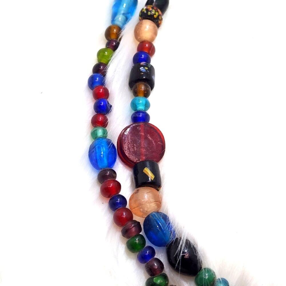 Colorful Glass Beaded Necklace Different Shapes Beads - Picture 3 of 5